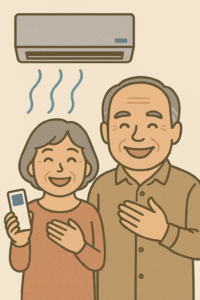 エアコンを使用する夫婦